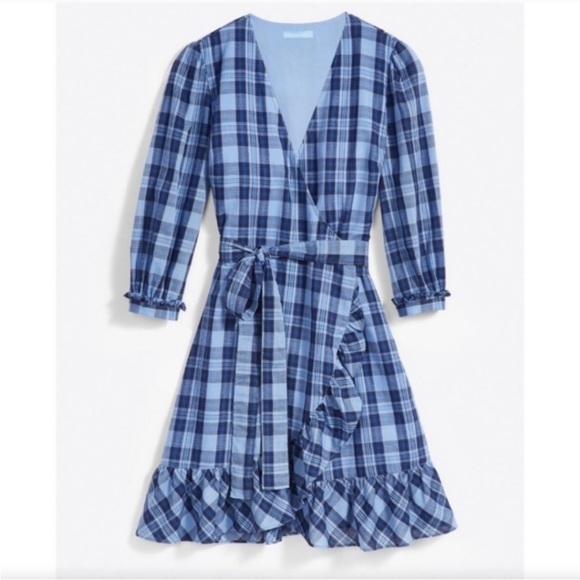 Draper James Reba Flutter plaid wrap dress - Picture 2 of 7